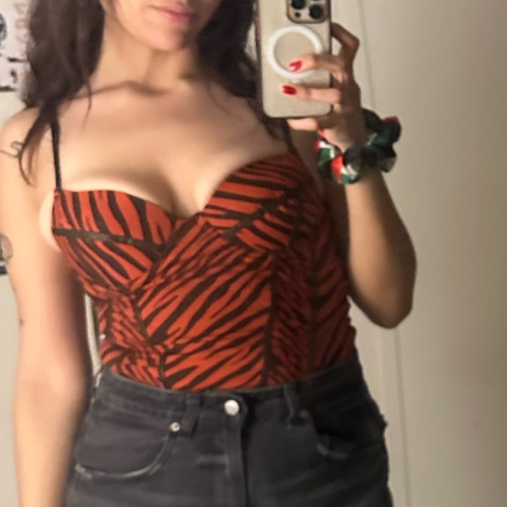 Red and Black Zebra Print Women's Top - Picture 6 of 6
